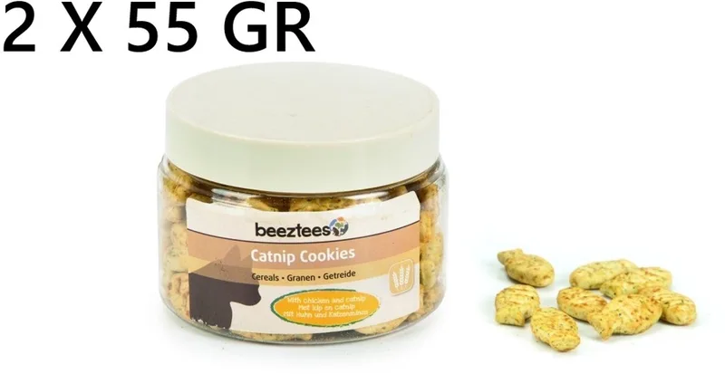 2 x beeztees kattensnack - catnip cookies kip - 2 x 55 gr von Beeztees – Produktfoto