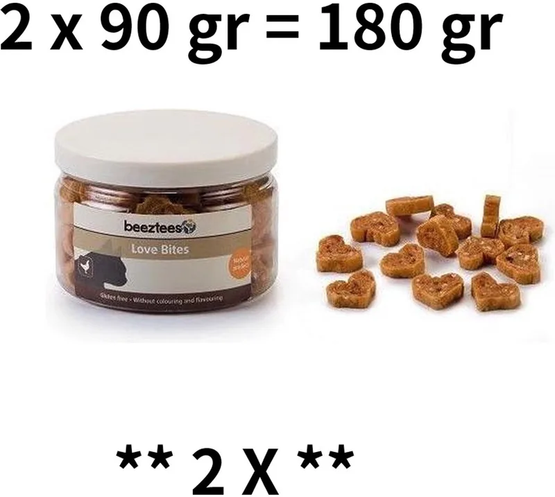 ** 2 X ** Beeztees kattensnacks Love bites Kip - met rijst - 2 x 90 gr = 180 gram. de Beeztees – photo produit