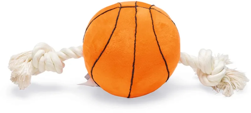 Basketbal met Touw - Hondenspeelgoed - Pluche - 27x13x13cm by Beeztees in Orange – product photo