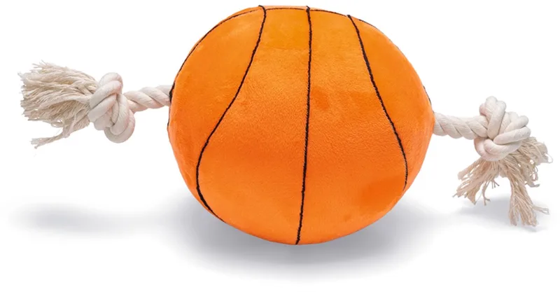 Basketbal met Touw - Hondenspeelgoed - Pluche - 33x19x19cm by Beeztees in Orange – product photo