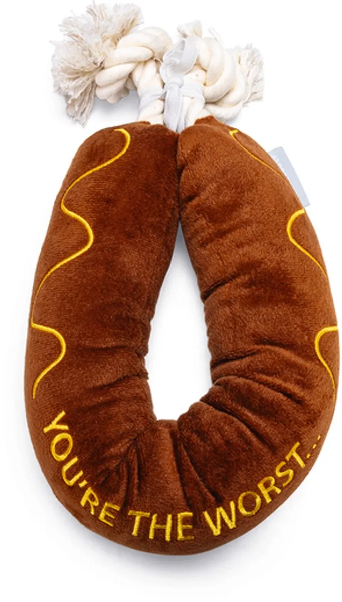 BBQ Worst + Touw - Hondenspeelgoed - Pluche - 60x7x7 cm by Beeztees in Brown – product photo