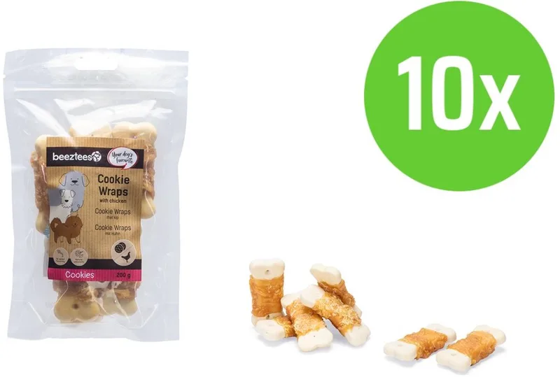 Cookie Wraps Met Kip S 200 gr - hondensnack - 10 verpakkingen by Beeztees – product photo