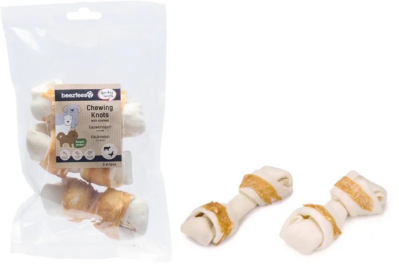 Culinair Kauwknoop met Kip - 3 stuks - 13 cm Hondensnacks - kauwsnacks - Hond by Beeztees – product photo