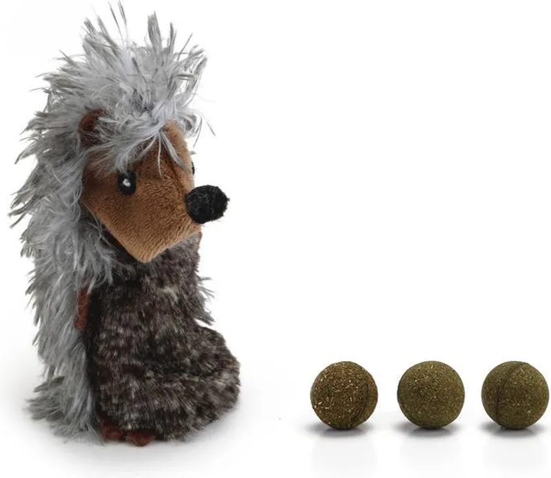 Egel - Kattenspeelgoed - Incl. Catnipballen - 11,5 cm de Beeztees en Marron, Gris – photo produit