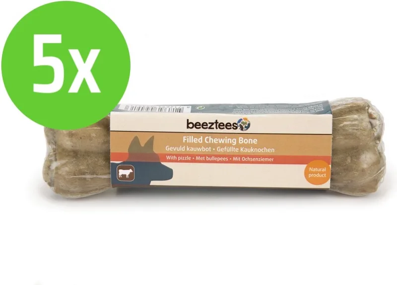 Gevuld Kauwbot - hondensnack - Bullepees - 15 cm - 5 Stuks by Beeztees – product photo