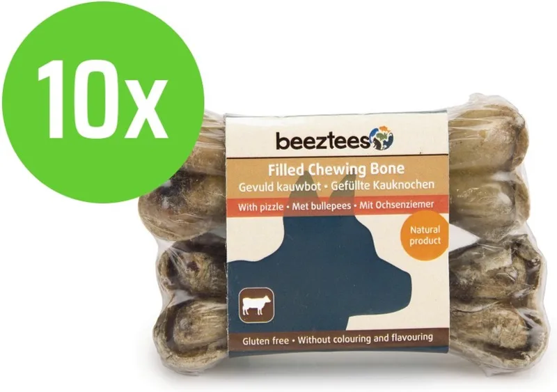 Gevuld Kauwbot Met Bullepees 10 cm 2 Stuks - hondensnack - 10 verpakkingen von Beeztees – Produktfoto