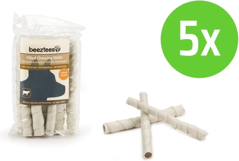 Gevulde Kauwstaaf Kippenlever 8 Stuks - hondensnack - 5 Verpakkingen by Beeztees – product photo