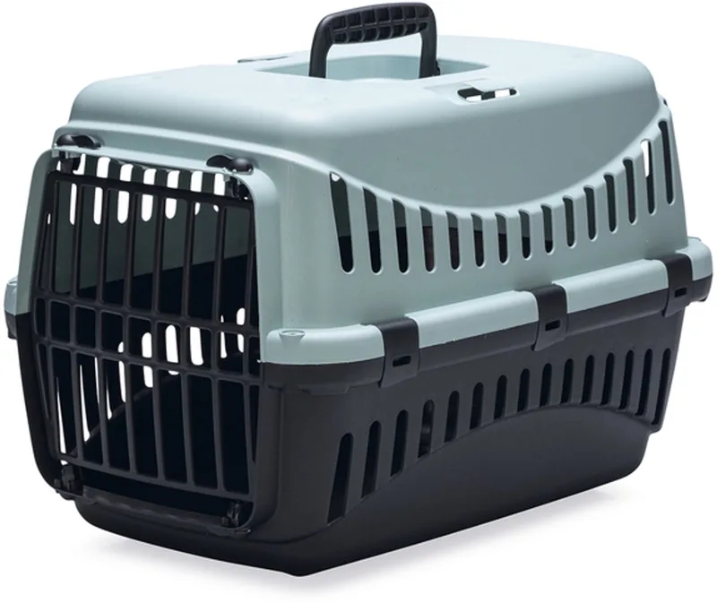 Gipsy Eco Reismand Kat - Transportbox kat/klein huisdier - Afneembare bovenkant Lichtblauw/Zwart - 45x26x29 cm von Beeztees in Hellblau, Schwarz – Produktfoto