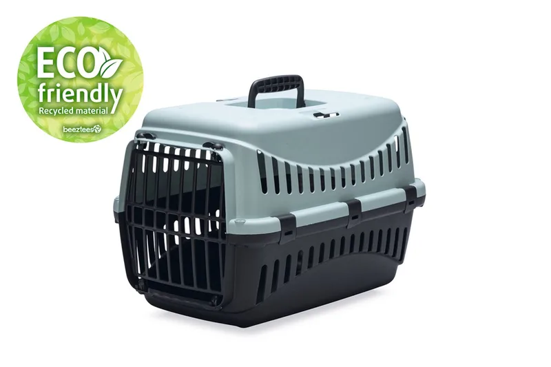 Gipsy Eco Reismand Kat - Transportbox kat/klein huisdier - Afneembare bovenkant Lichtblauw/Zwart - L - 58x38x38 cm by Beeztees in Light blue, Black – product photo
