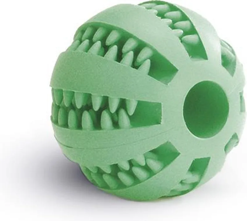 Honden Speelgoed Massagebal - Rubber bal voor hond - Gebitsverzorging - Mint-smaak - 7 cm de Beeztees en Vert – photo produit