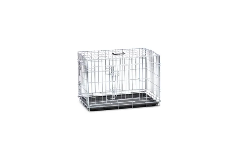 Hondenbench M - Bench - Inkalpbaar - 2 deuren - Verzinkt - 81x55,5x61,5 cm de Beeztees en Argent – photo produit