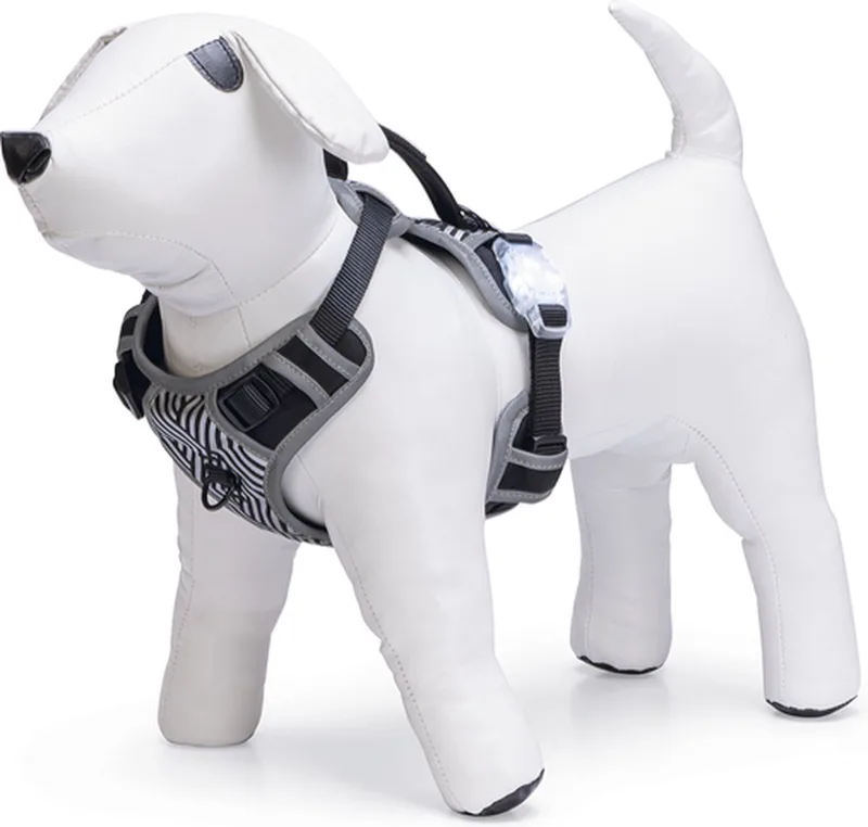 Hondentuig Safety Gear Parinca Premium Y-Tuig - Hondenharnas - LED - Nylon - 38-51cmx15mm von Beeztees in Schwarz – Produktfoto