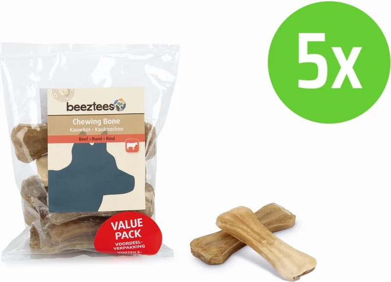 Kauwbot - 7,5 cm - 10 Stuks - hondensnack - 5 Verpakkingen de Beeztees – photo produit