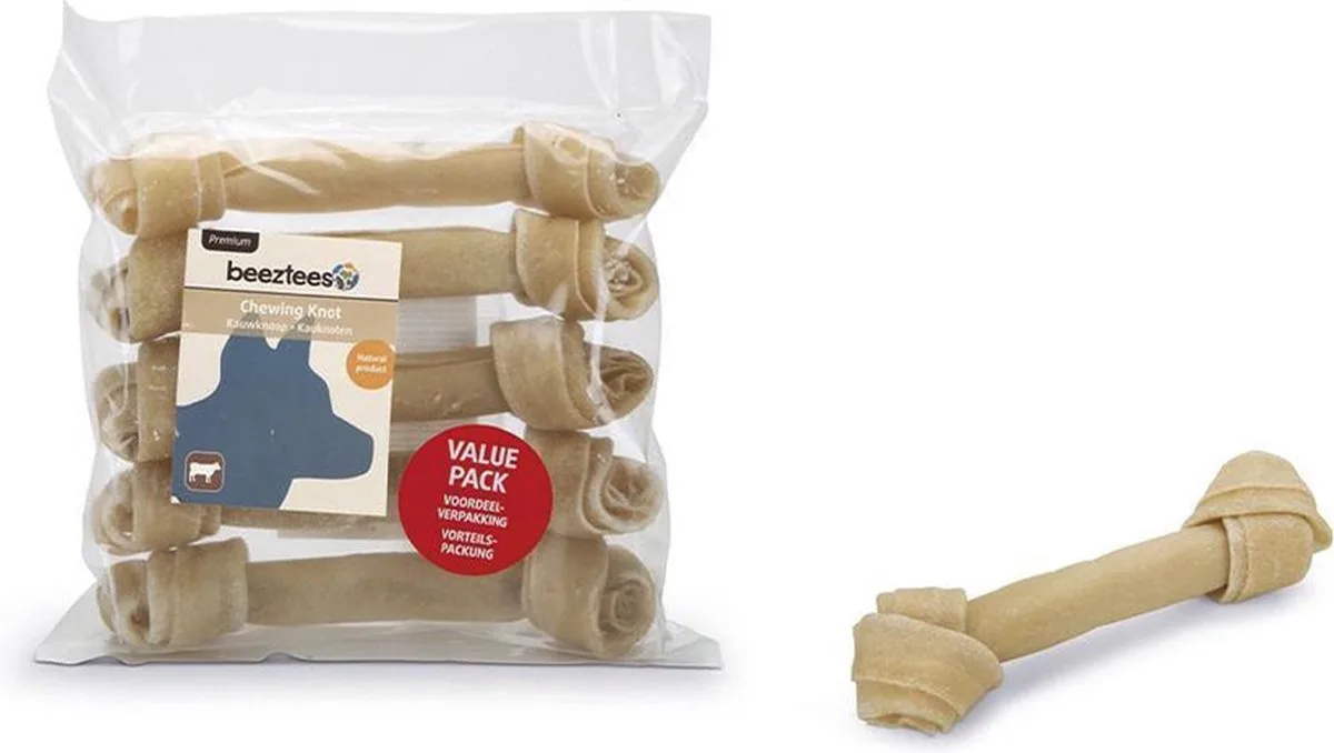 kauwknoop 5 st van +- 20 cm - premium - 100% rund - tandverzorgend von Beeztees – Produktfoto