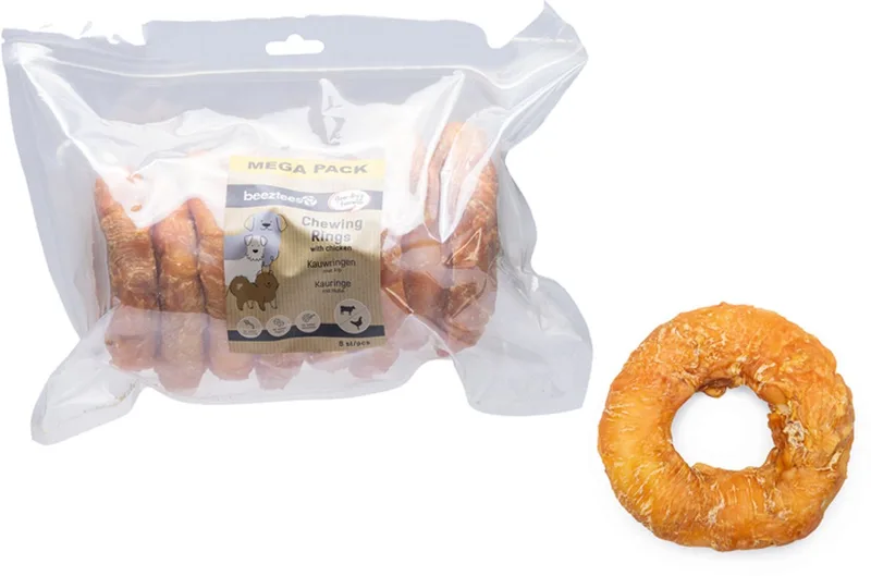 Kauwring met Kip Hondensnacks - Kauwsnacks Hond - Megapack van 8 stuks - 12,5 cm by Beeztees – product photo