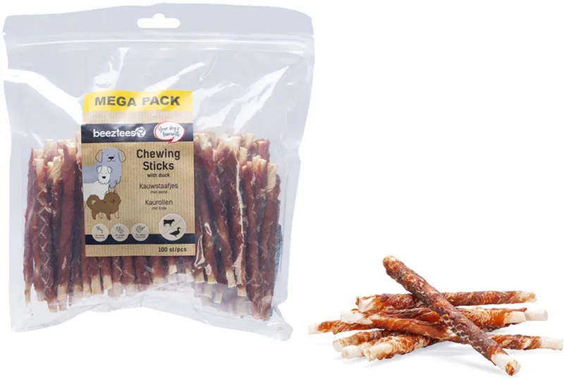 Kauwstaaf Eend 100 stuks - 12,5 cm - Mega Pack - Hondensnacks - Kauwstaafjes Hond - Rund met eendsmaak von Beeztees – Produktfoto