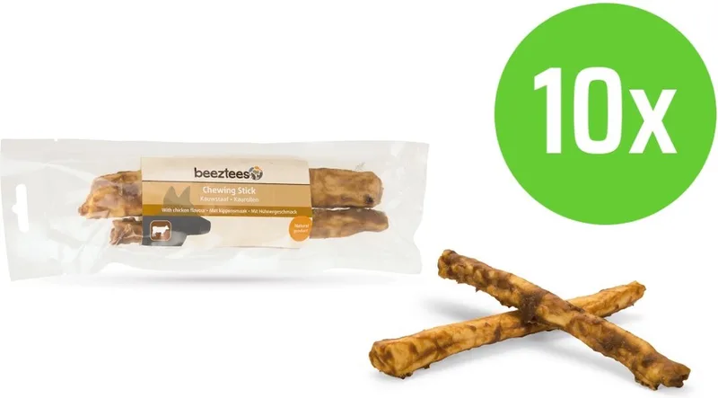 Kauwstaaf - hondensnack - Kip - 18 cm - 55-60 gram - 10 Verpakkingen by Beeztees – product photo