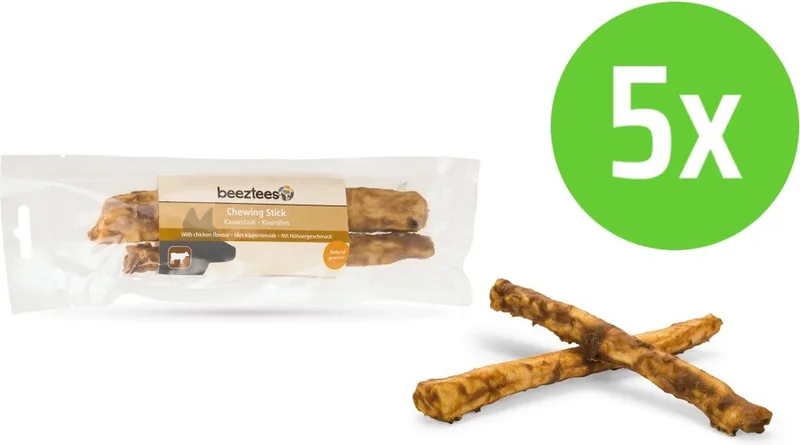 Kauwstaaf - hondensnack - Kip - 18 cm - 55-60 gram - 5 Verpakkingen de Beeztees – photo produit