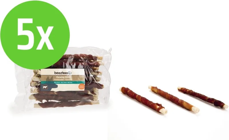 Kauwstaafjes Eend 20 Stuks - hondensnack - 5 Verpakkingen de Beeztees – photo produit