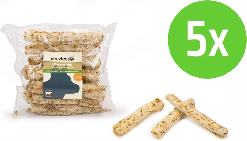 Kauwstaafjes Kip Groenten 10 Stuks - hondensnack - 5 Verpakkingen de Beeztees – photo produit