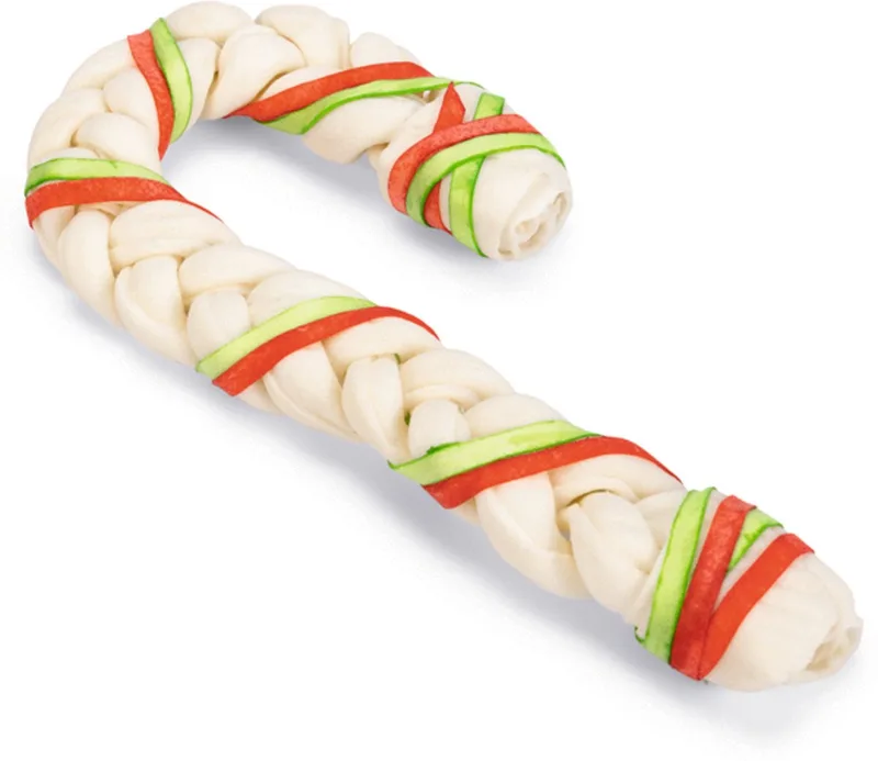 Kerst Braided Rawhide Cane - Hondensnacks - 1 stuk von Beeztees – Produktfoto 1 von 2