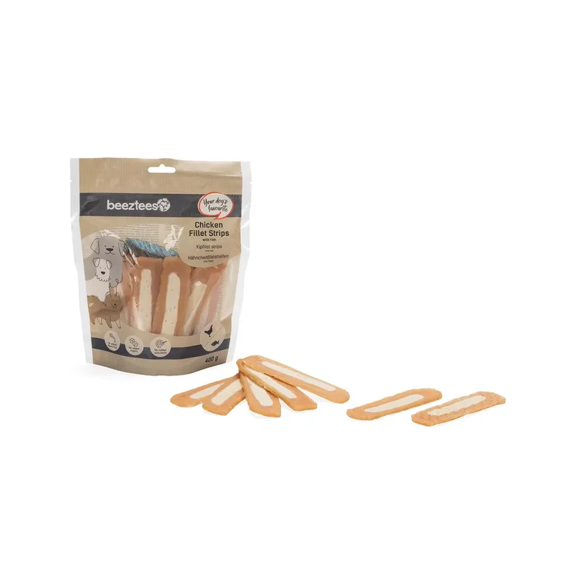 Kipfiletstrips Met Vis Hondensnack 400g by Beeztees – product photo