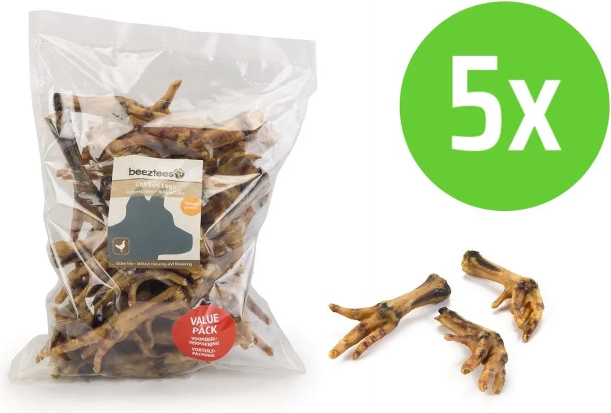 Kippenpoten - 500 gram - 5 Zakken von Beeztees – Produktfoto