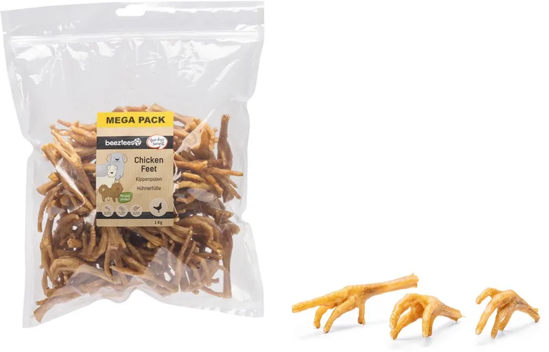 Kippenpoten Hondensnacks - Kauwsnack Hond - Voordeelverpakking - 1000 gram by Beeztees – product photo