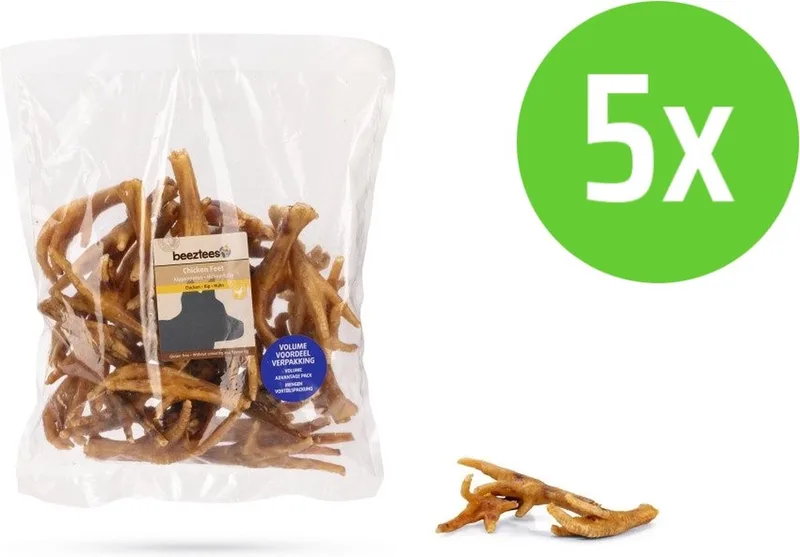 Kippenpoten Voordeel - hondensnack - 620 gram - 5 Verpakkingen de Beeztees – photo produit