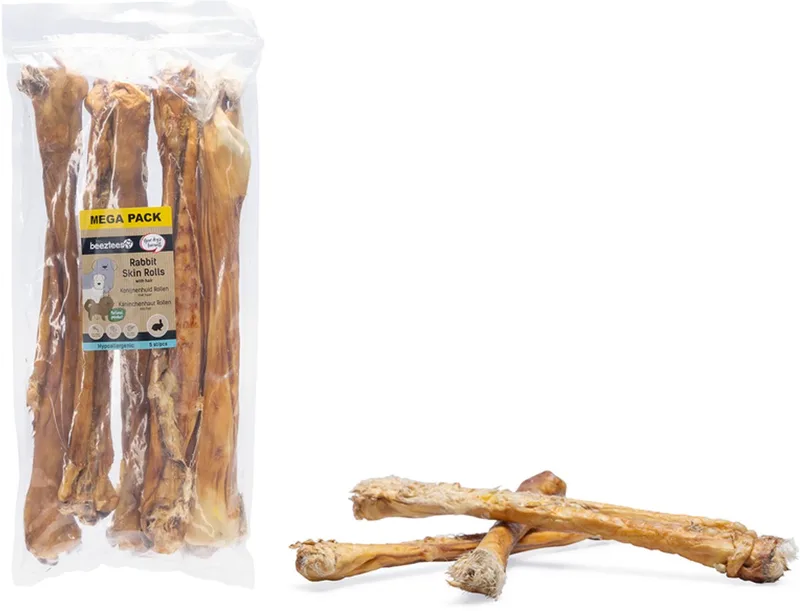 Rouleau De Fourrure De Lapin Avec Poils Friandise Pour Chien 5 Pièces de Beeztees – photo produit