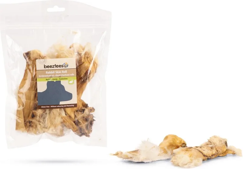 Konijnenhuid Rol Met Haar - Hondensnack - 100 gram by Beeztees – product photo