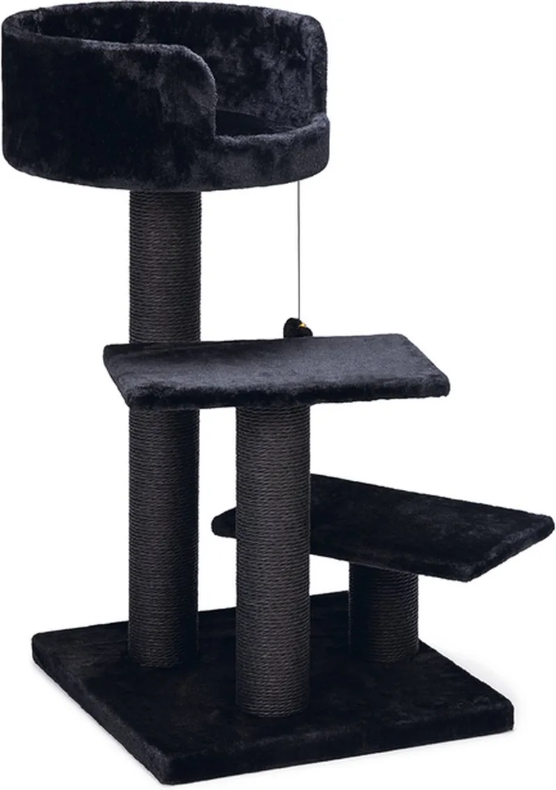 Krabpaal Serpa Figo - Incl touw met balletje - 3 ligplekken - 50x50x92 cm de Beeztees en Noir – photo produit