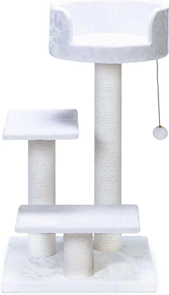 Krabpaal Serpa Figo - Incl touw met balletje - 3 ligplekken - 50x50x92 cm de Beeztees en Blanc – photo produit
