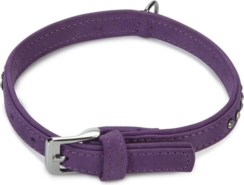 leren halsband Buffalo Strass. 40 cm x 17 mm. de Beeztees en Violet – photo produit