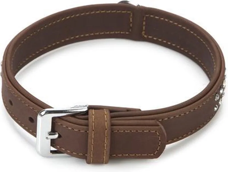leren halsband Buffalo Strass. 45 cm x 24 mm. by Beeztees in Brown – product photo