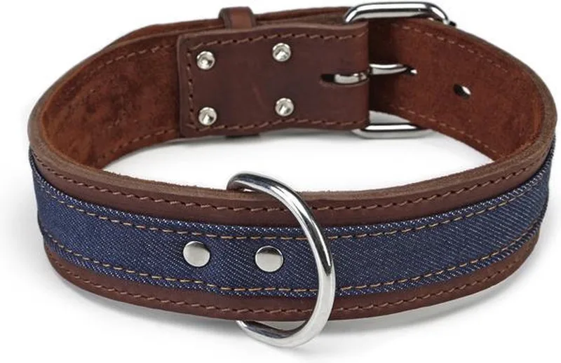 Leren halsband Denim. 70 cm x 45 mm. by Beeztees in Brown – product photo