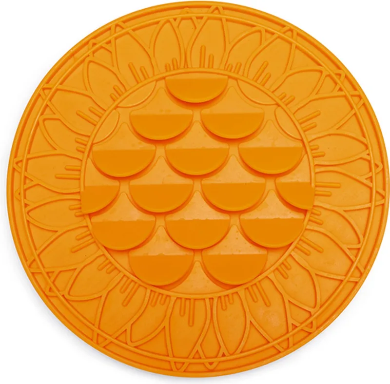 Likmat Zonnebloem - Likmat Hond - Silcone - 30x30x1 cm de Beeztees en Orange – photo produit