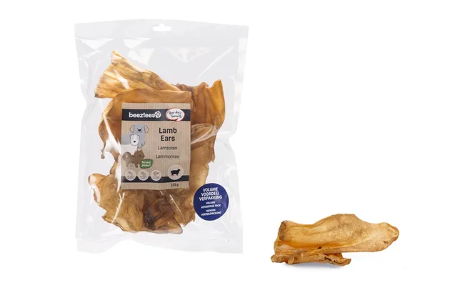 natuurlijke lamsoren - Hondensnack - Kauwsnack - Lam - Voordeelverpakkking - 125g