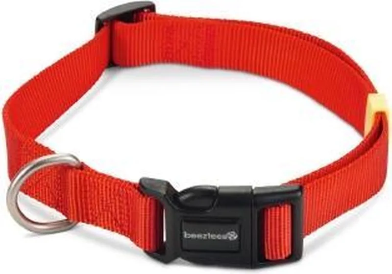 nylon halsband uni 48-70 cm x 25 mm van Beeztees in Rood – productfoto