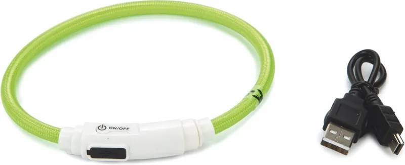 nylon Safety Gear halsband+USB Flashix. Groen. 35 cm x 0,7 mm. von Beeztees in Gelb – Produktfoto