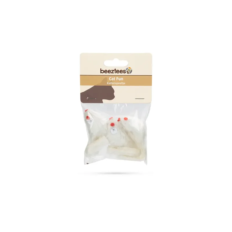 Plush Mouse White Bag Katten Speelgoed by Beeztees – product photo 2 of 2