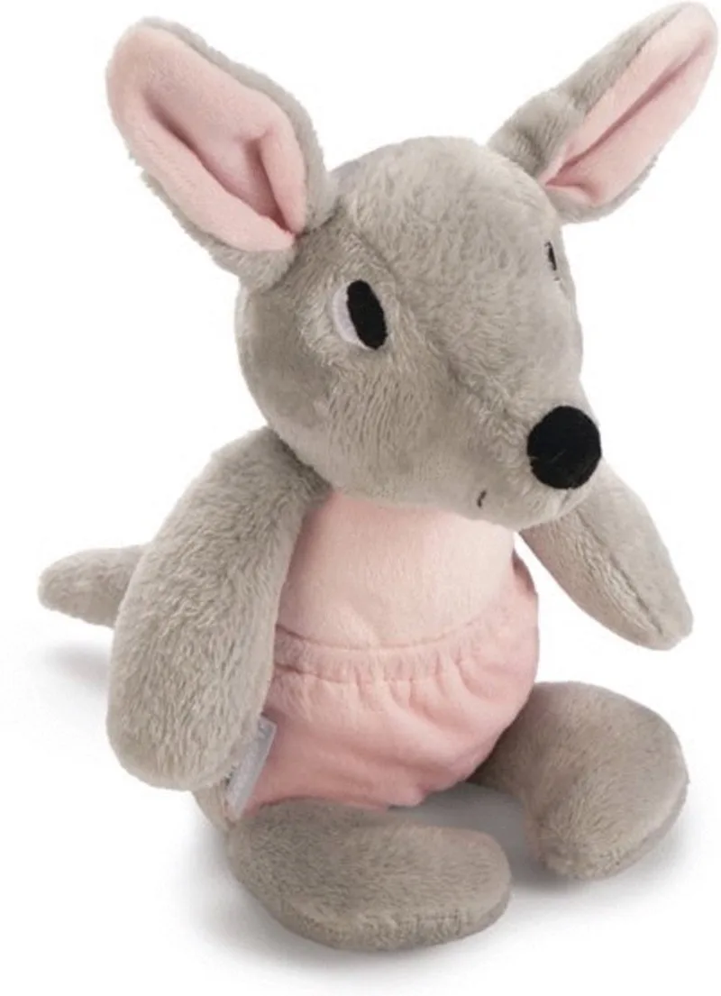 Puppy Kangoeroe Ravi - Hondenspeelgoed - Pluch - Grijs/Roze - 31x16x16 cm de Beeztees en Gris – photo produit