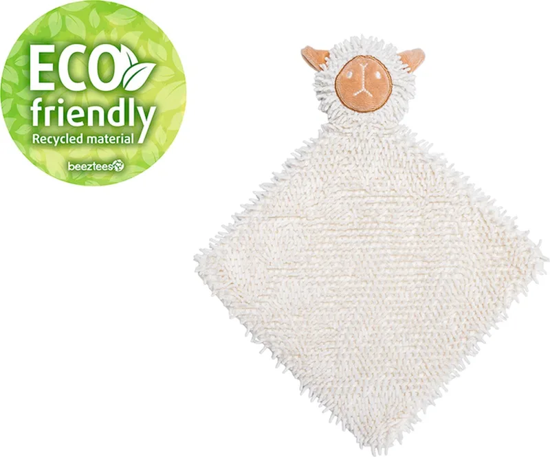 Puppy Knuffellap Lu - Puppy Speelgoed - Puppyknuffel - Hondenspeelgoed - Ecologisch - Gerecycled Polyester - 37x28x4 cm de Beeztees en Blanc – photo produit