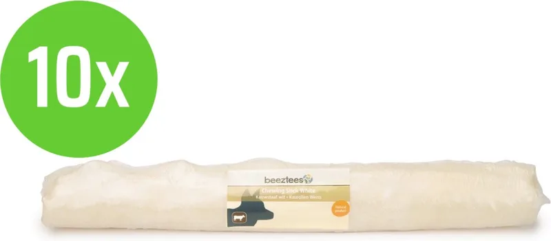 Rawhide Staaf Wit 37,5 cm - hondensnack - 10 verpakkingen von Beeztees – Produktfoto