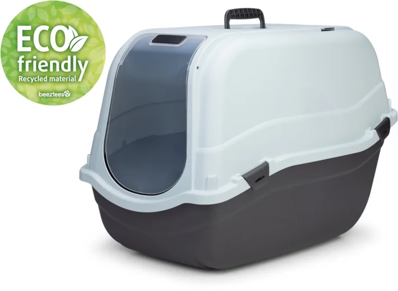 Romeo Maxi Eco - Kattenbak - Lichtblauw/Zwart - 65x44x46cm von Beeztees in Hellblau, Schwarz – Produktfoto