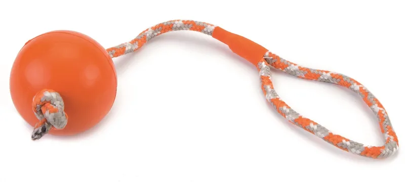 Rubber Bal Met Koord Oranje van Beeztees – productfoto
