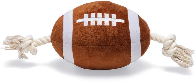 Rugbybal met Touw - Hondenspeelgoed - Pluche - 37x15x15cm by Beeztees in Brown – product photo