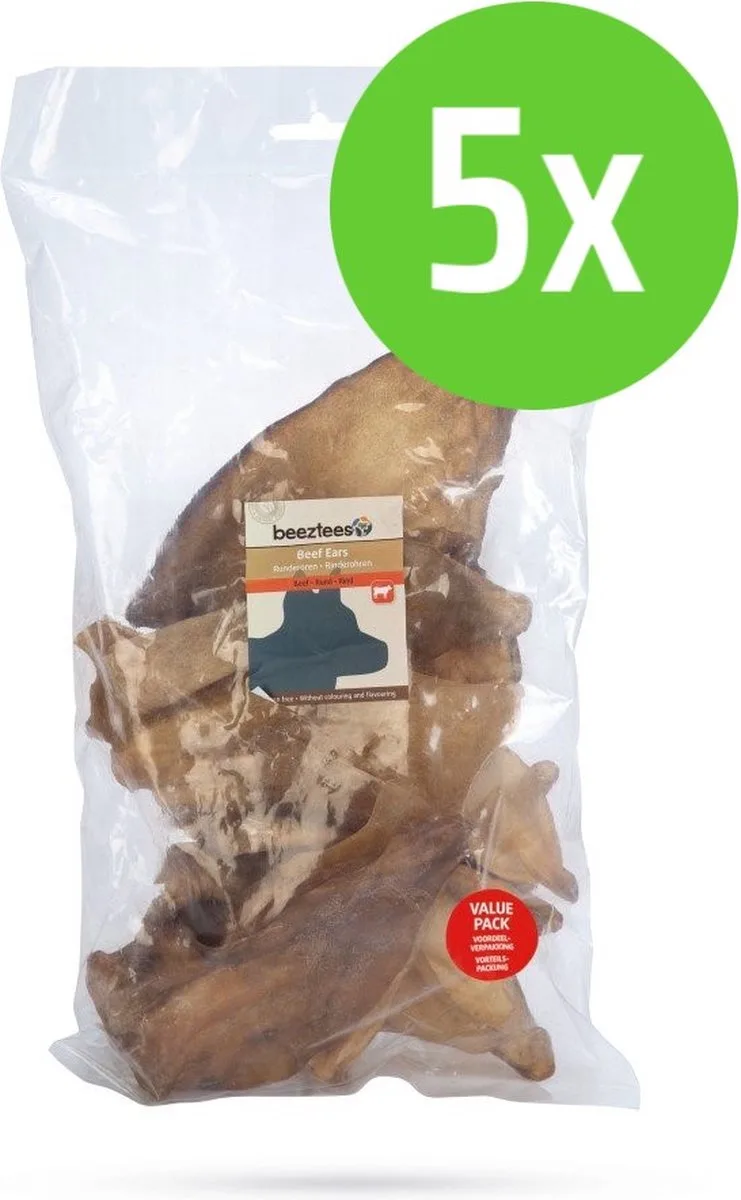 Runderoren Voordeel - hondensnack - 12 stuks - 5 zakken by Beeztees – product photo