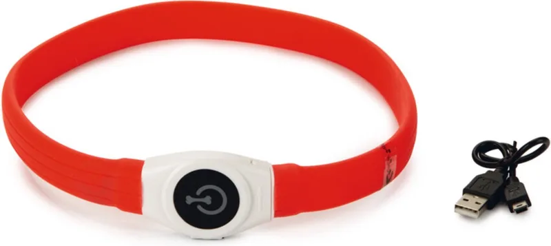 Safety Gear Glowy - Hondenhalsband - USB - 65x2,5 cm von Beeztees in Rot – Produktfoto