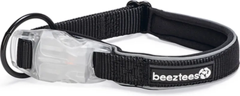 Safety Gear Parinca Halsband Hond - Hondenhalsband - LED - Nylon - 35-40x2 cm de Beeztees en Noir – photo produit